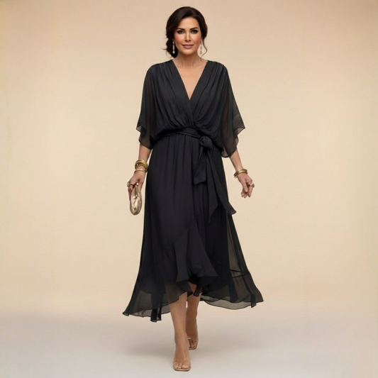 Abito da donna in chiffon con scollo a V