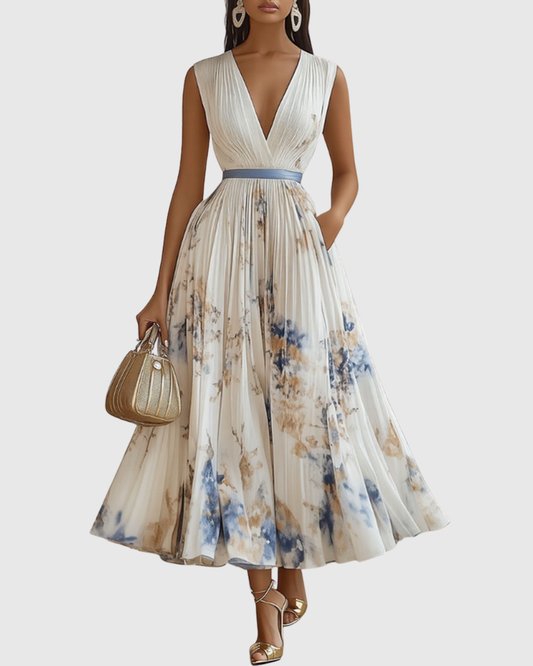 Elegante abito lungo con scollo a V