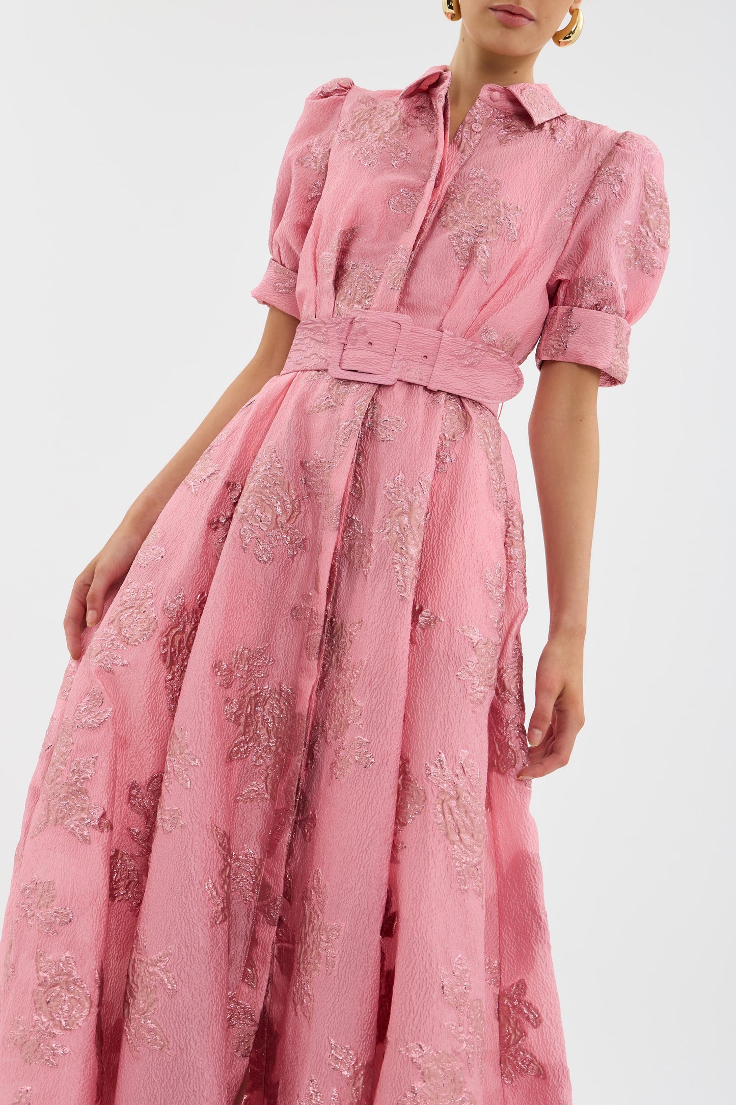 Vestito floreale con maniche corte a sbuffo