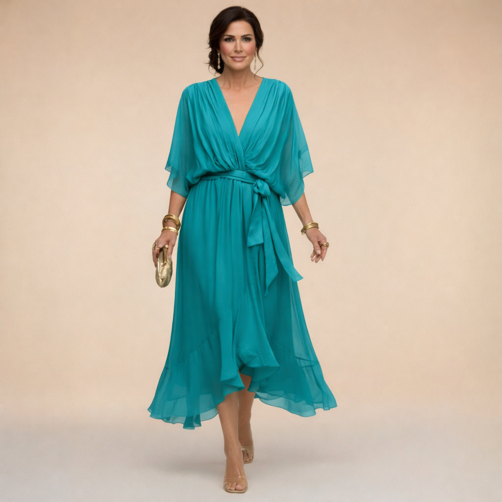 Abito da donna in chiffon con scollo a V