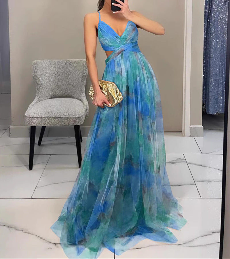 Vestito lungo con stampa floreale