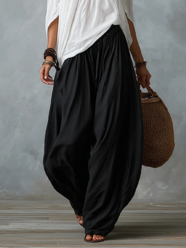 Conjunto de top de hombros descubiertos y pantalón de linterna amplio blanco