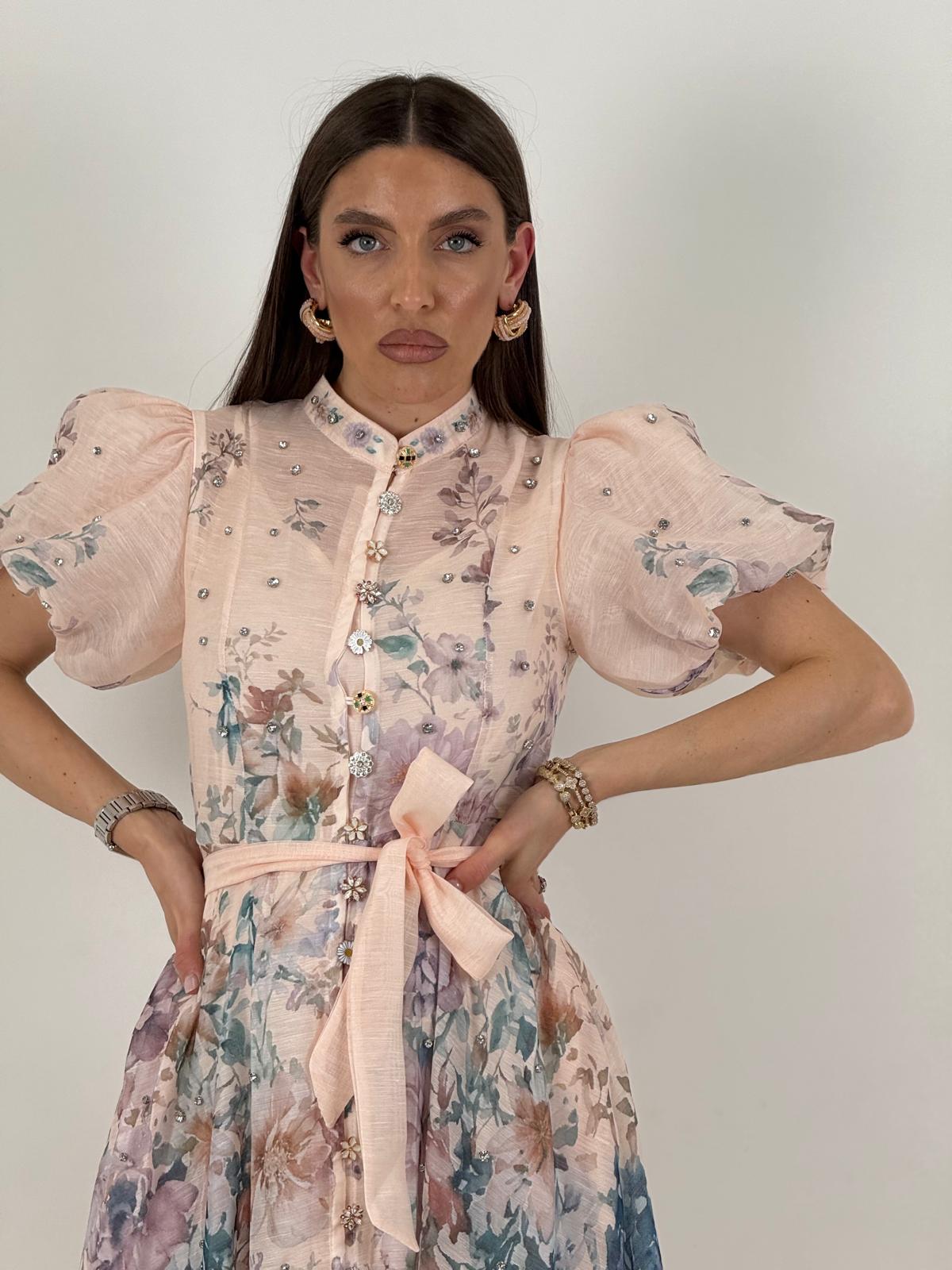 Abito elegante floreale a manica corta