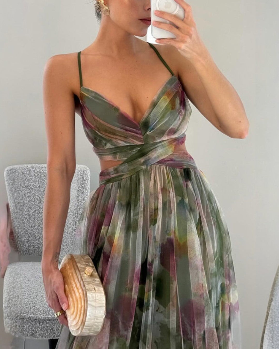 Vestito lungo con stampa floreale