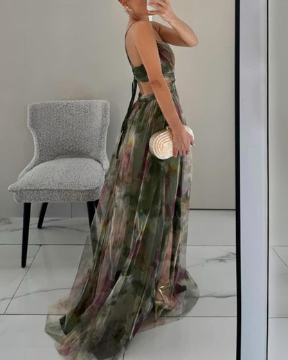 Vestito lungo con stampa floreale