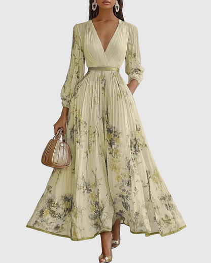 Elegante abito lungo con scollo a V