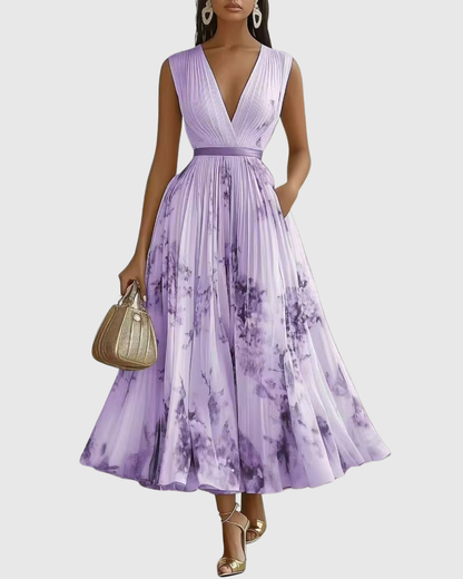 Elegante abito lungo con scollo a V