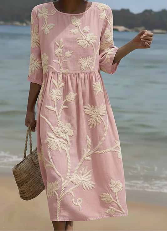 Abito rosa vintage ricamato