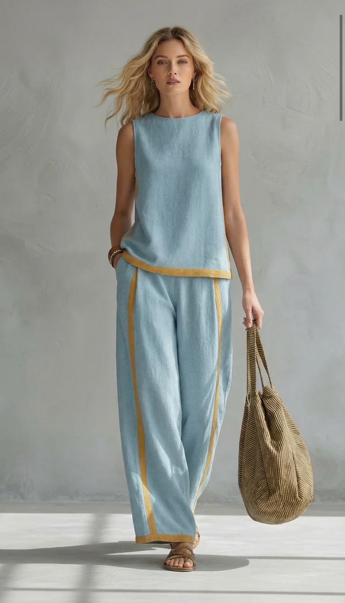 Completo elegante in cotone e lino