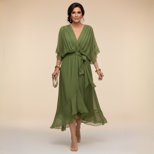 Abito da donna in chiffon con scollo a V