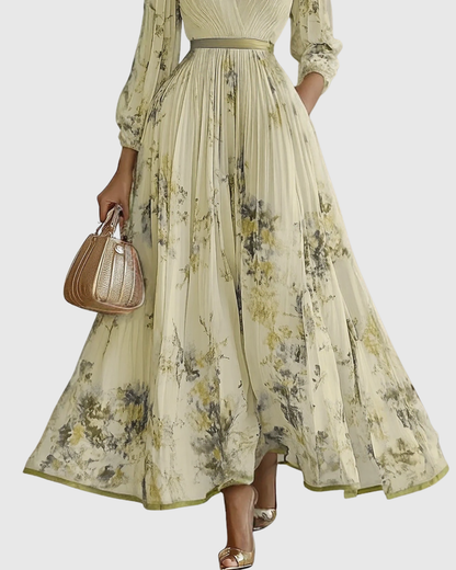 Elegante abito lungo con scollo a V