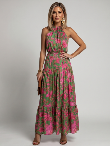 Abito midi con scollo all'americana drappeggiato