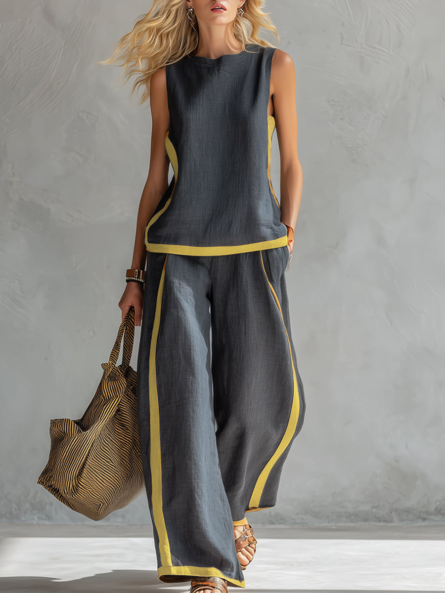 Completo elegante in cotone e lino