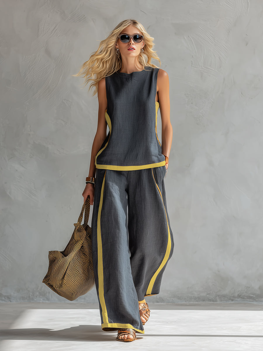 Completo elegante in cotone e lino