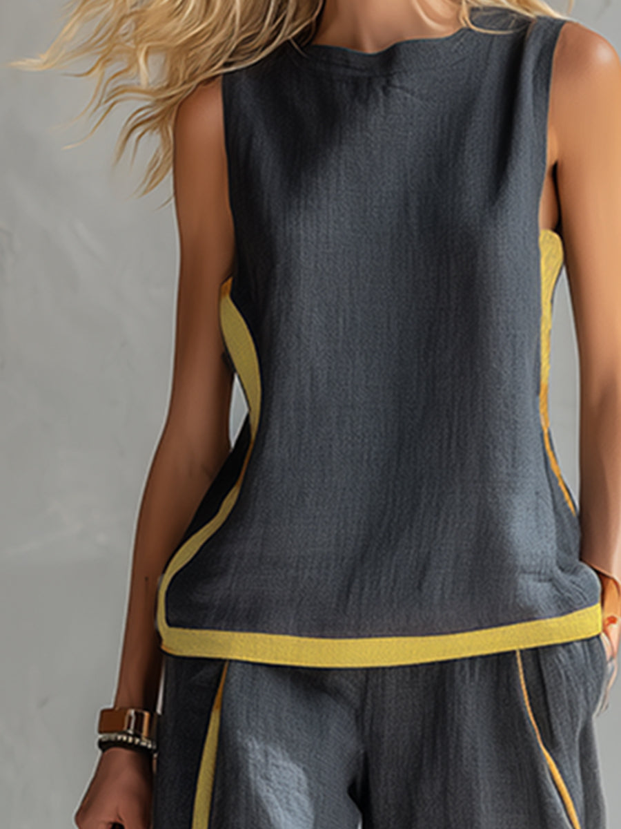Completo elegante in cotone e lino