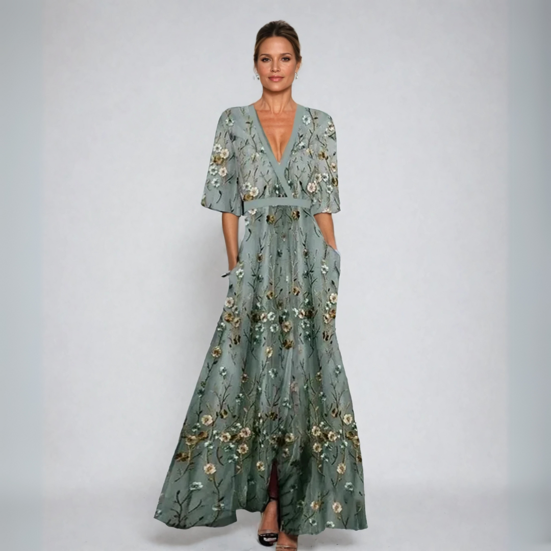 ABITO MAXI ELEGANTE FLOREALE