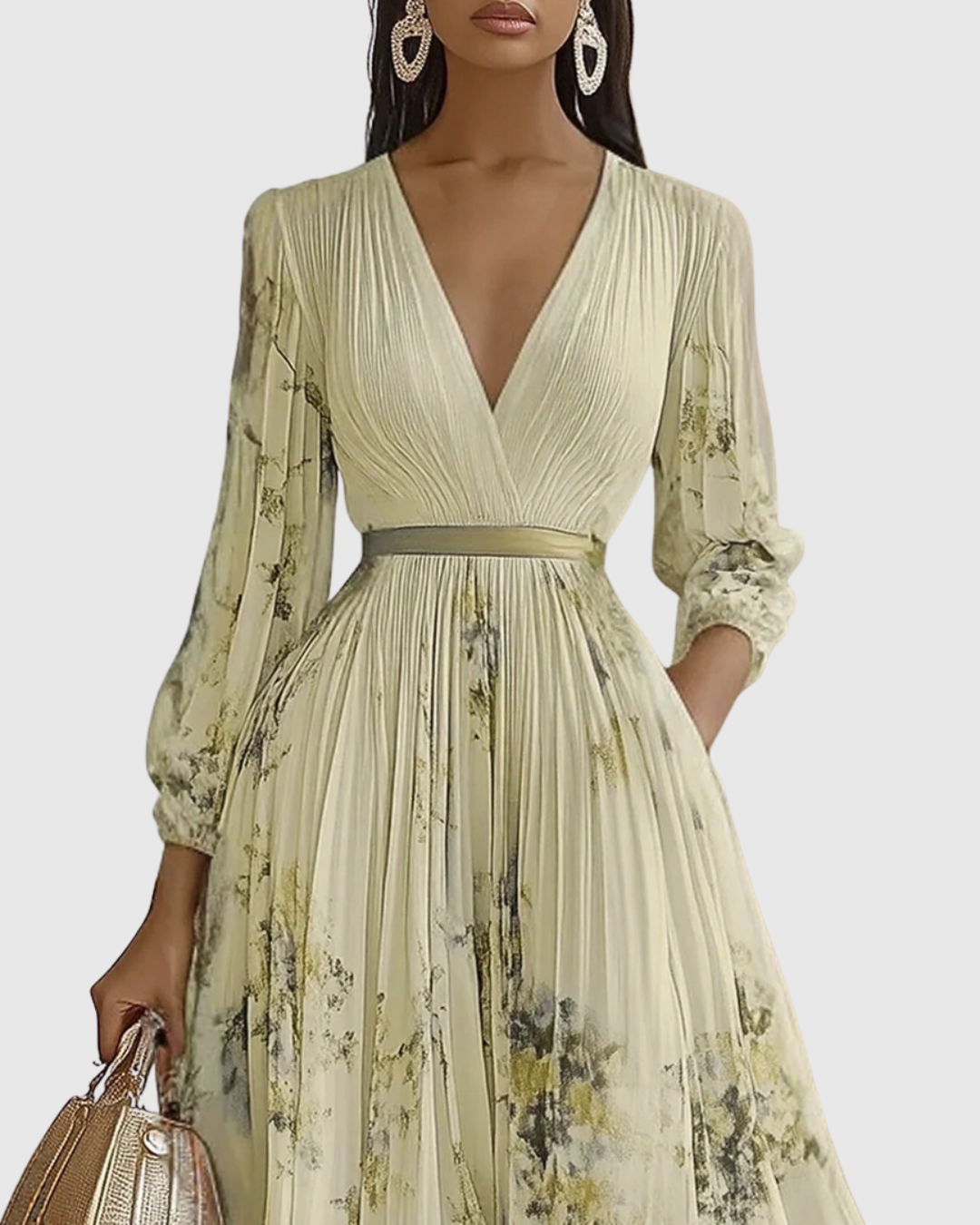Elegante abito lungo con scollo a V