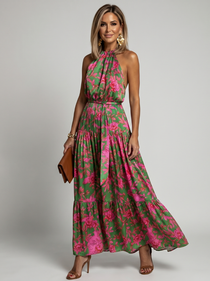 Abito midi con scollo all'americana drappeggiato