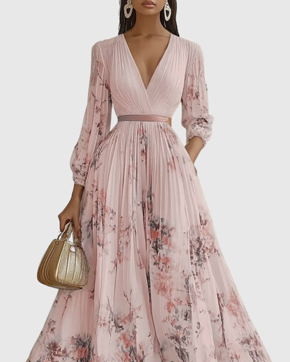 Elegante abito lungo con scollo a V