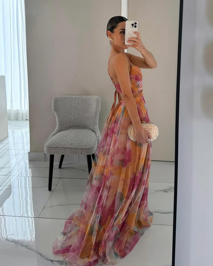 Vestito lungo con stampa floreale