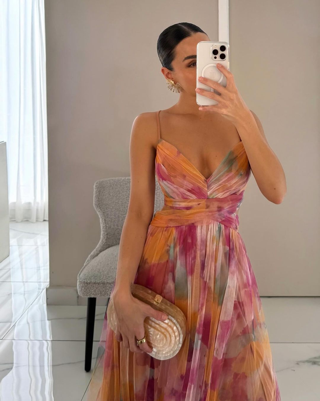 Vestito lungo con stampa floreale