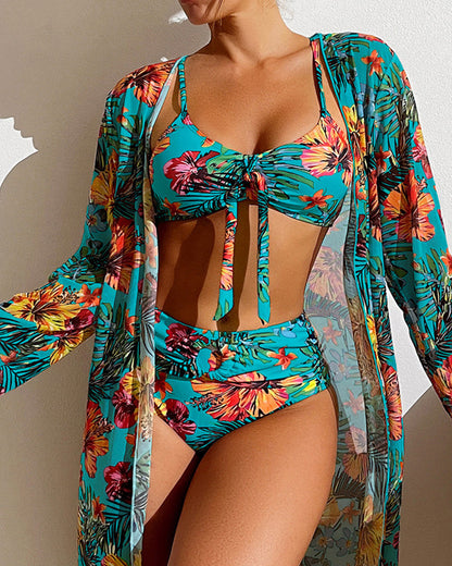 Bikini con camicia da notte floreale
