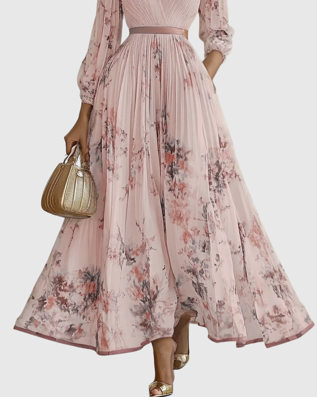 Elegante abito lungo con scollo a V