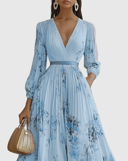 Elegante abito lungo con scollo a V