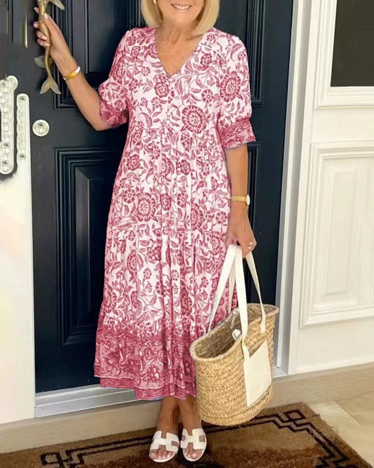 Abito Floreale con Scollo a V Elegante