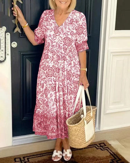 Abito Floreale con Scollo a V Elegante