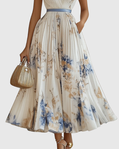 Elegante abito lungo con scollo a V