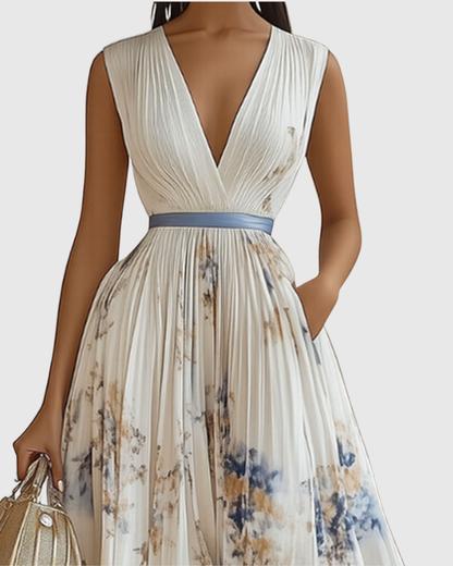 Elegante abito lungo con scollo a V
