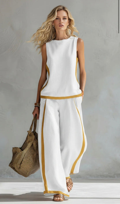 Completo elegante in cotone e lino