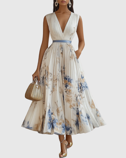 Elegante abito lungo con scollo a V