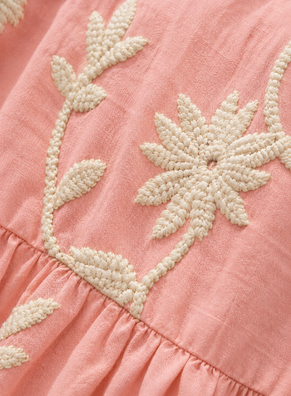 Vestido rosa vintage bordado