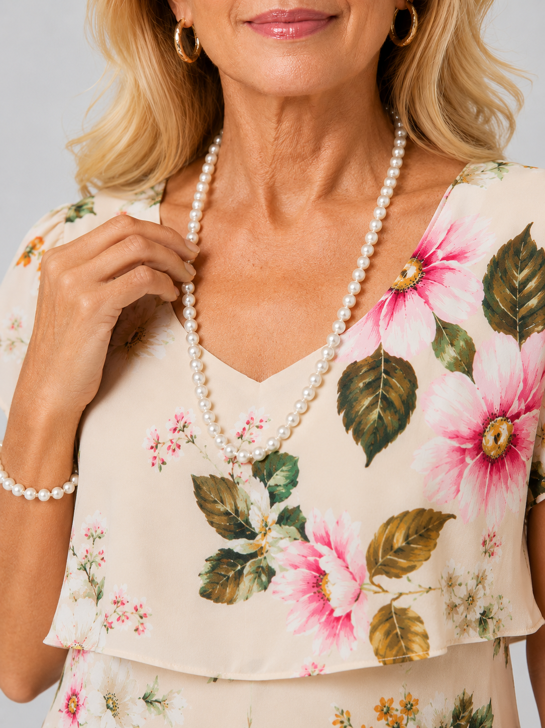 Vestito floreale elegante con volant