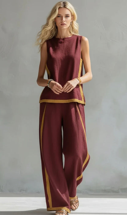 Completo elegante in cotone e lino