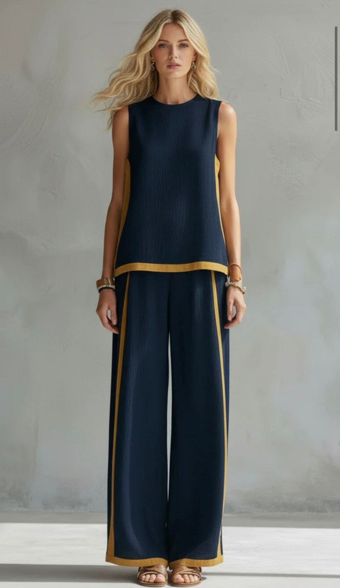 Completo elegante in cotone e lino