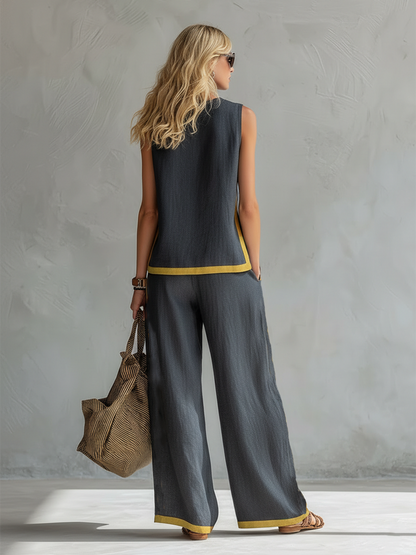 Completo elegante in cotone e lino