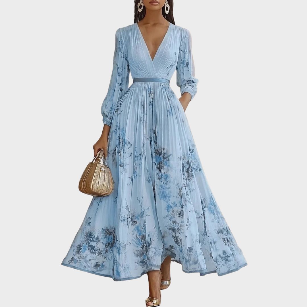 Elegante abito lungo con scollo a V