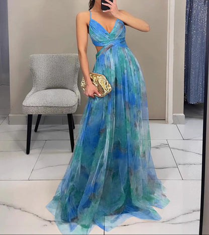 Vestito lungo con stampa floreale