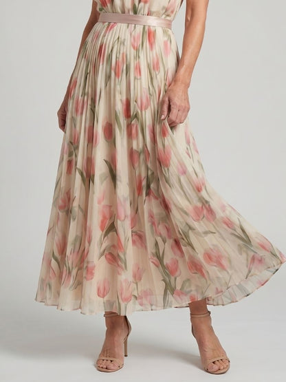 Abito midi floreale con scollo all'americana