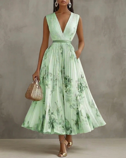 Elegante abito lungo con scollo a V
