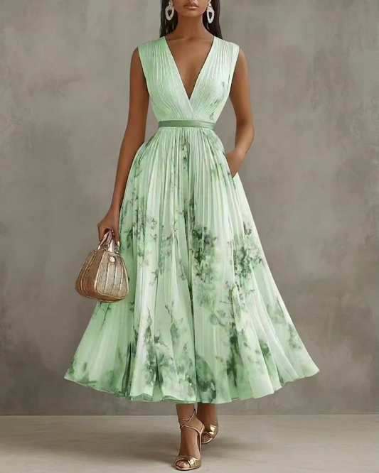 Elegante abito lungo con scollo a V