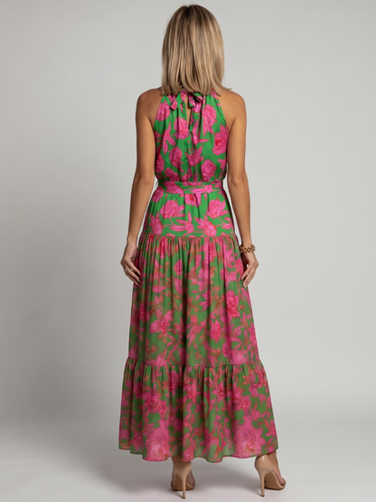 Abito midi con scollo all'americana drappeggiato