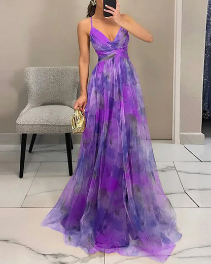 Vestito lungo con stampa floreale