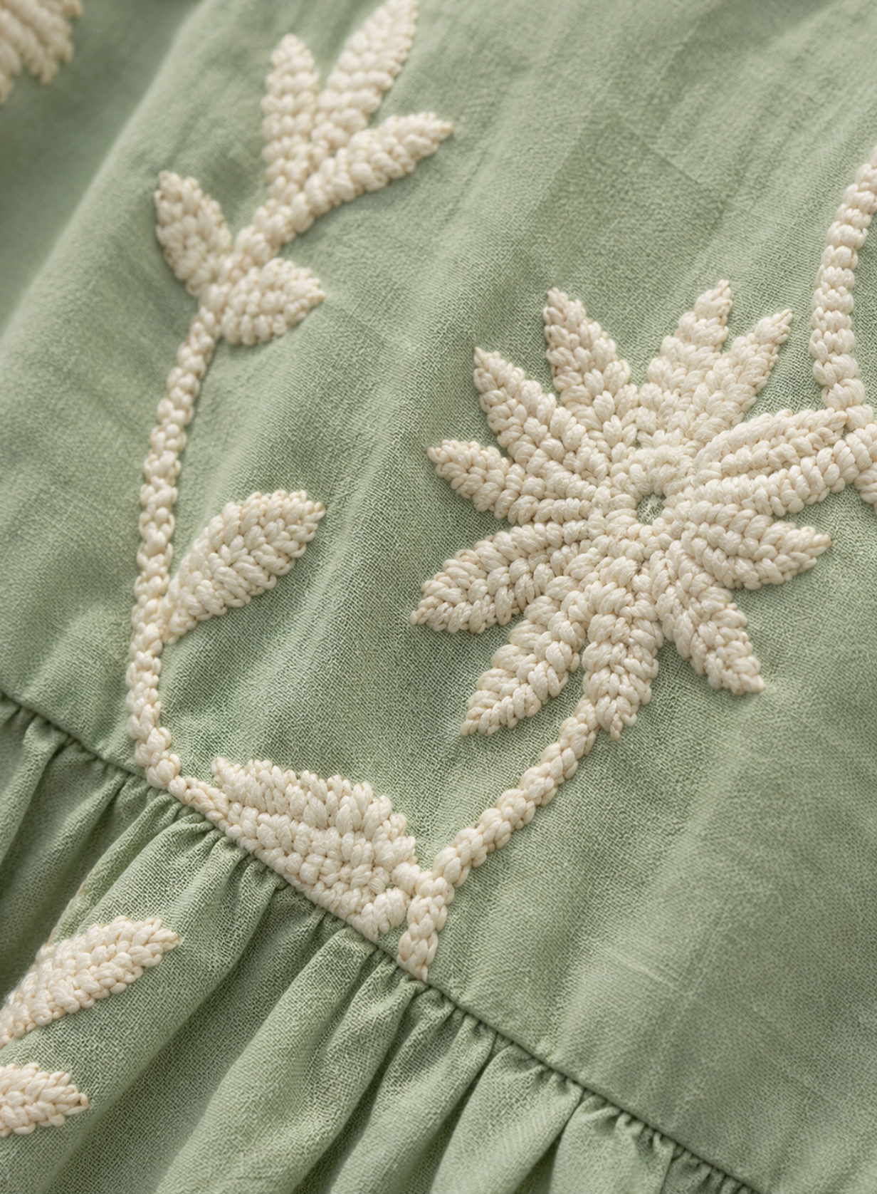 Vestito verde vintage ricamato