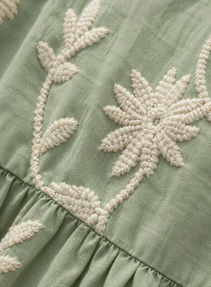 Vestito verde vintage ricamato