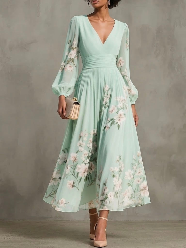 Abito midi a fiori freschi