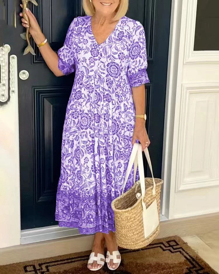 Abito Floreale con Scollo a V Elegante